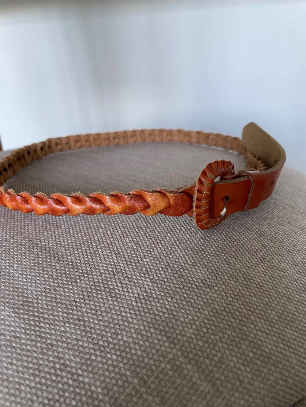Braided Leather Women’s Belt in Burnt Orange